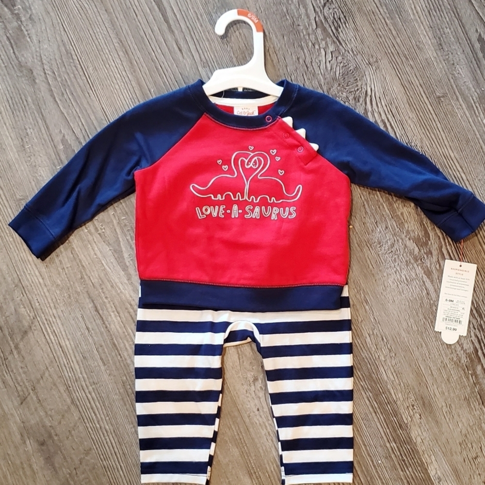 Cat & Jack Love A Saurus Matching Set Size 6-9 Months